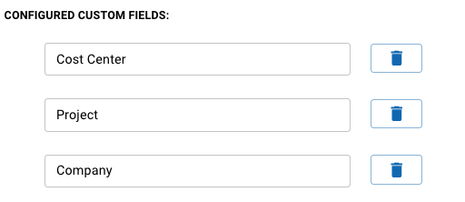 Configured custom fields